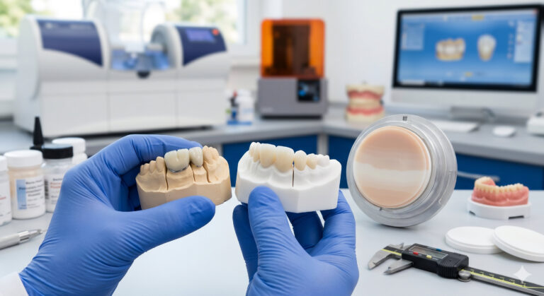 Comparación clínica entre coronas de zirconia multicapa y porcelana tradicional en un laboratorio dental digital"
